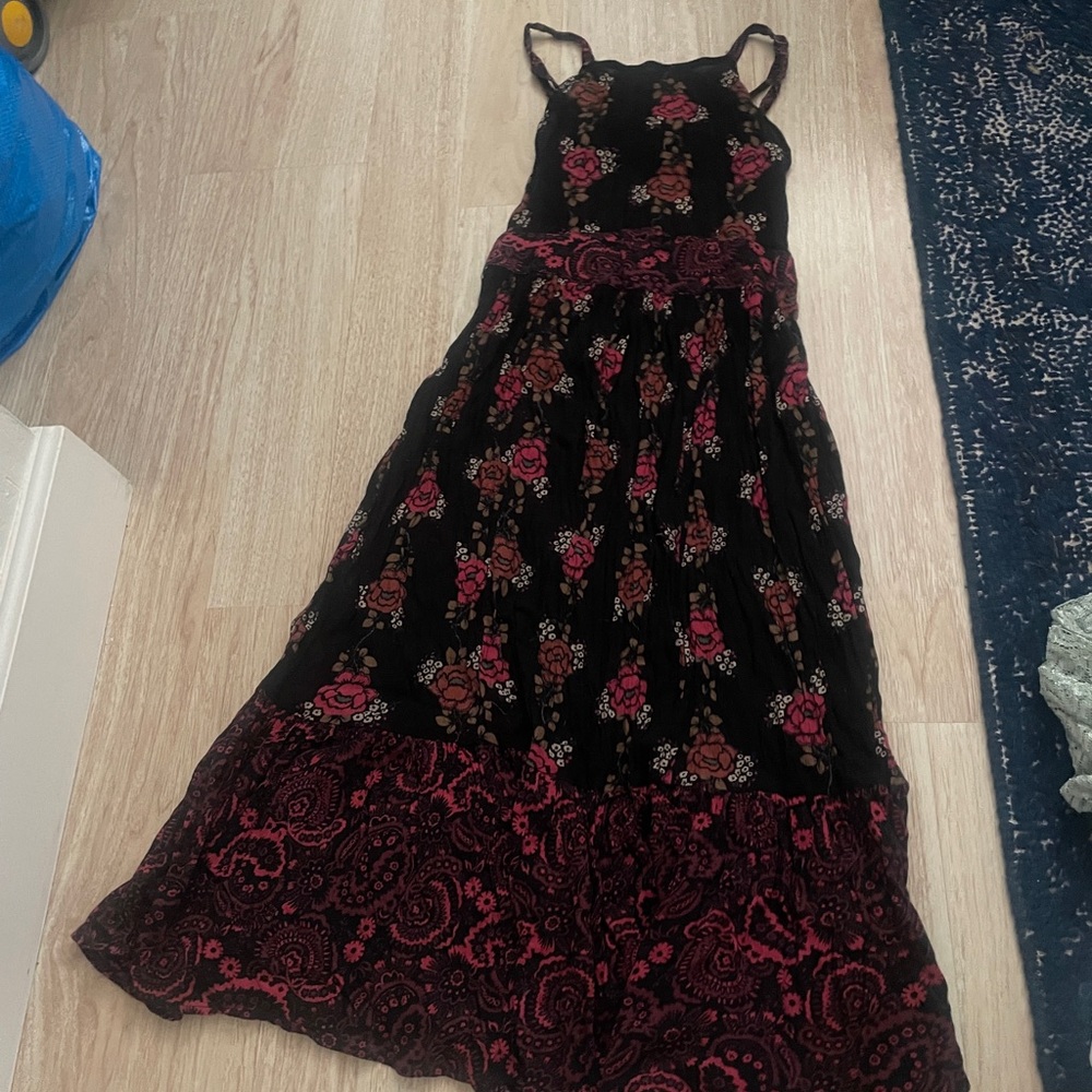 Wild Pearl Black and Pink Floral Dress